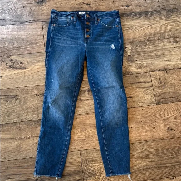 Madewell Distressed Blue Ankle Jeans - Picture 1 of 9